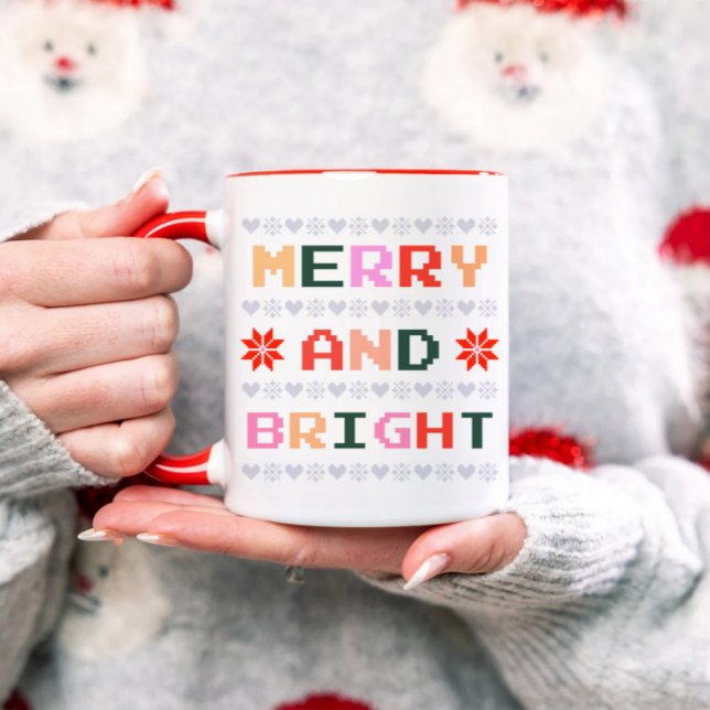 Ugly Christmas Sweater | Merry and Bright Kaffeetasse (Von Creator hochgeladen)