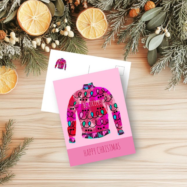 Ugly Christmas Sweater Muster benannt Feiertagspostkarte (Ugly Christmas Jumper Post Card
)