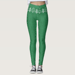 Ugly Christmas Sweater Muster Tree Leggings