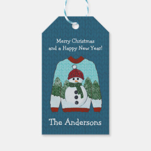 Ugly Christmas Sweater Niedlich Snowman Geschenkanhänger