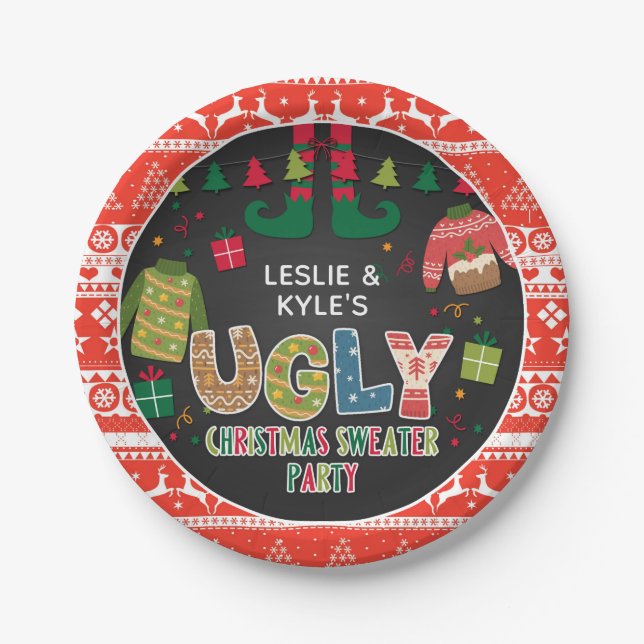 Ugly Christmas Sweater Paper Plate Pappteller (Vorderseite)