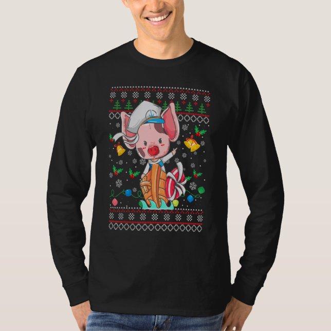 Ugly Christmas Sweater Princess Pig Xmas Girl Teen T-Shirt (Vorderseite)