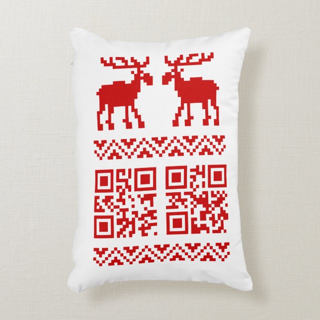 Ugly Christmas Sweater QR Code Glücklich Neues Jah Dekokissen (Vorderseite(Vertikal))