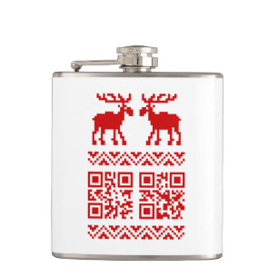 Ugly Christmas Sweater QR Code Glücklich Neues Jah Flachmann