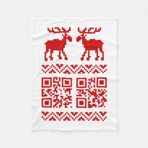 Ugly Christmas Sweater QR Code Glücklich Neues Jah Fleecedecke