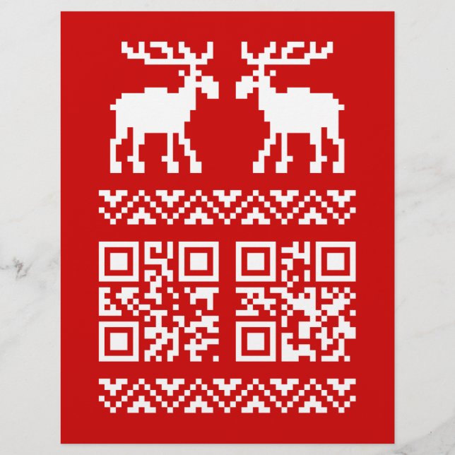 Ugly Christmas Sweater QR Code Glücklich Neues Jah Flyer (Hinten)