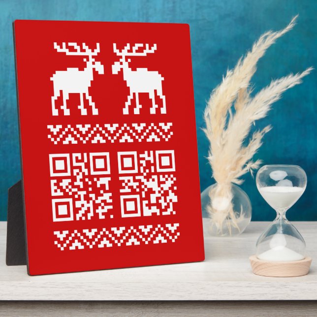 Ugly Christmas Sweater QR Code Glücklich Neues Jah Fotoplatte (Seite)