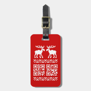 Ugly Christmas Sweater QR Code Glücklich Neues Jah Gepäckanhänger