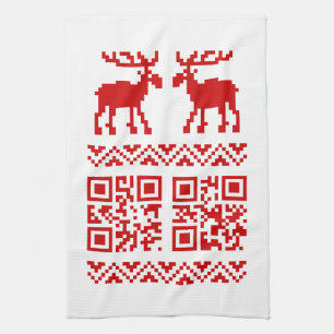 Ugly Christmas Sweater QR Code Glücklich Neues Jah Geschirrtuch