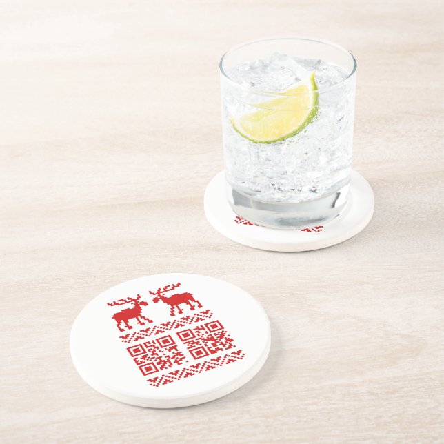 Ugly Christmas Sweater QR Code Glücklich Neues Jah Getränkeuntersetzer (Seite)