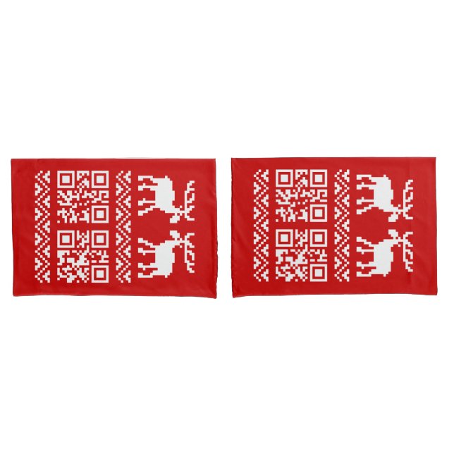 Ugly Christmas Sweater QR Code Glücklich Neues Jah Kissenbezug (Vorderseite-Set)
