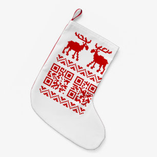 Ugly Christmas Sweater QR Code Glücklich Neues Jah Kleiner Weihnachtsstrumpf