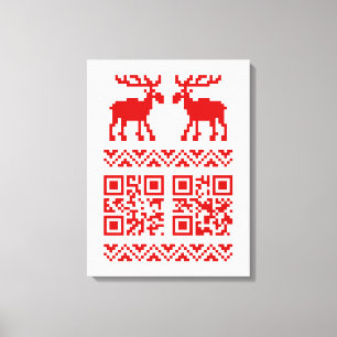 Ugly Christmas Sweater QR Code Glücklich Neues Jah Leinwanddruck