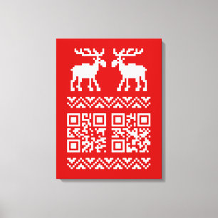 Ugly Christmas Sweater QR Code Glücklich Neues Jah Leinwanddruck