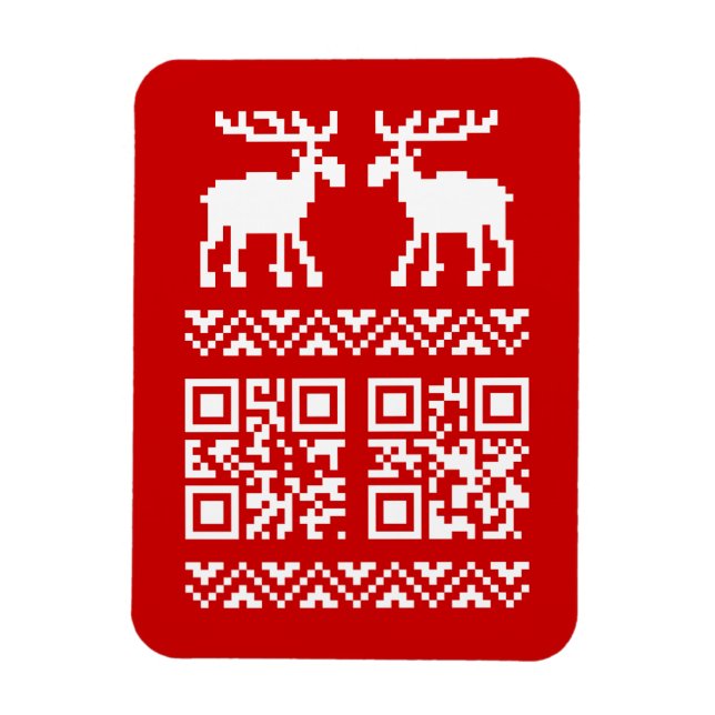 Ugly Christmas Sweater QR Code Glücklich Neues Jah Magnet (Vertikal)
