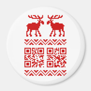 Ugly Christmas Sweater QR Code Glücklich Neues Jah Magnet