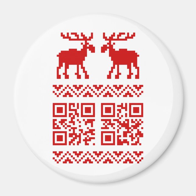 Ugly Christmas Sweater QR Code Glücklich Neues Jah Magnet (Vorne)