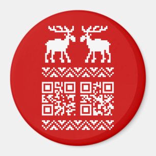 Ugly Christmas Sweater QR Code Glücklich Neues Jah Magnet