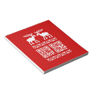 Ugly Christmas Sweater QR Code Glücklich Neues Jah Notizblock