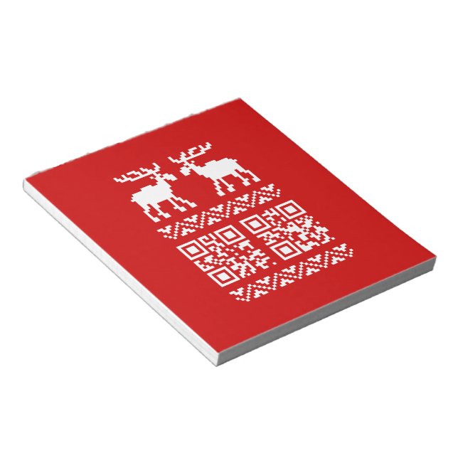 Ugly Christmas Sweater QR Code Glücklich Neues Jah Notizblock (angewinkelt)