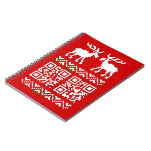 Ugly Christmas Sweater QR Code Glücklich Neues Jah Notizblock