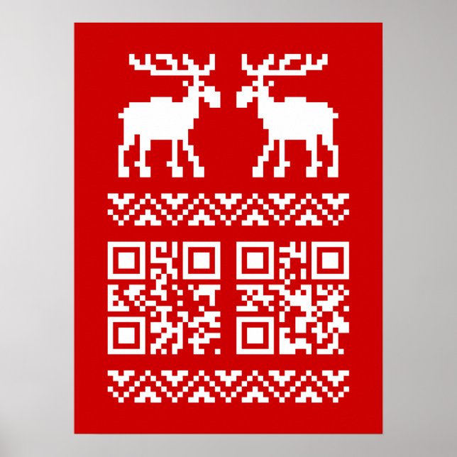 Ugly Christmas Sweater QR Code Glücklich Neues Jah Poster (Vorne)