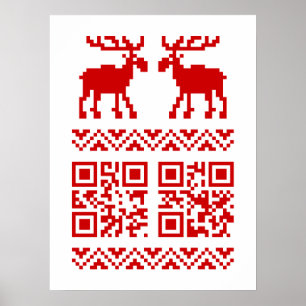Ugly Christmas Sweater QR Code Glücklich Neues Jah Poster