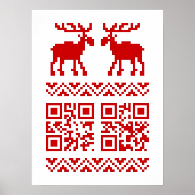 Ugly Christmas Sweater QR Code Glücklich Neues Jah Poster (Vorne)