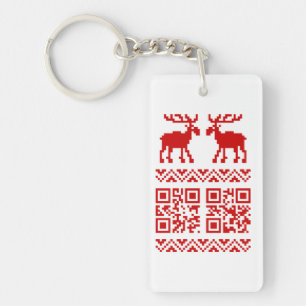 Ugly Christmas Sweater QR Code Glücklich Neues Jah Schlüsselanhänger