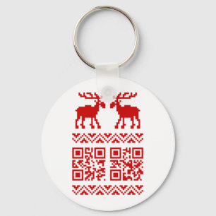 Ugly Christmas Sweater QR Code Glücklich Neues Jah Schlüsselanhänger