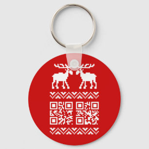 Ugly Christmas Sweater QR Code Glücklich Neues Jah Schlüsselanhänger