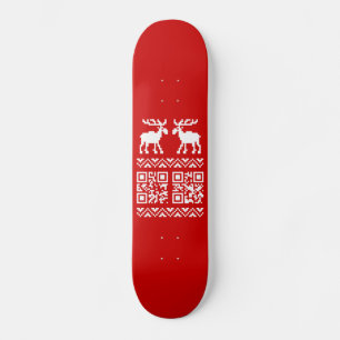 Ugly Christmas Sweater QR Code Glücklich Neues Jah Skateboard