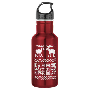 Ugly Christmas Sweater QR Code Glücklich Neues Jah Trinkflasche