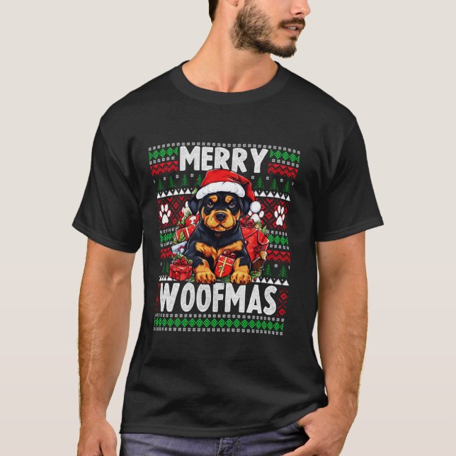 Ugly Christmas Sweater Rottweiler Dog Christma T-Shirt (Vorderseite)