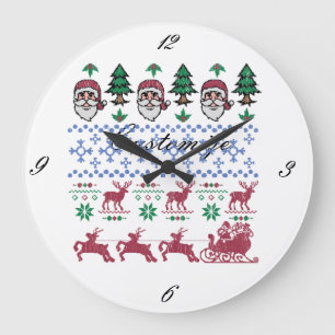 Ugly Christmas Sweater-Style Thunder_Cove Große Wanduhr