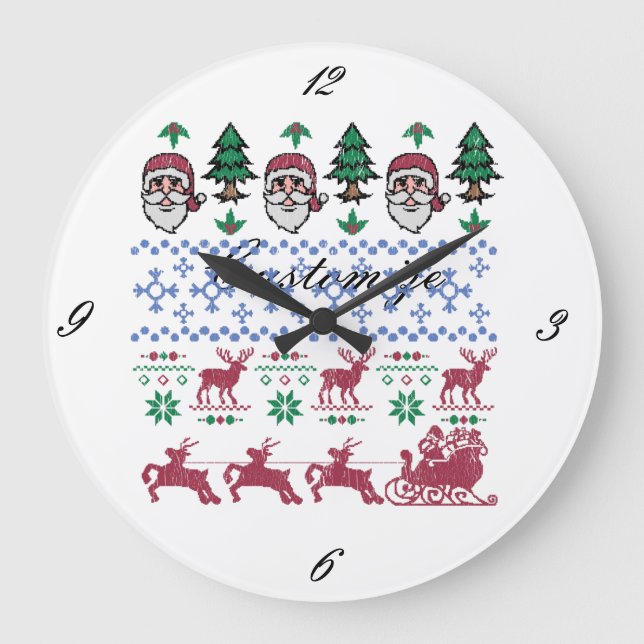 Ugly Christmas Sweater Style Thunder_Cove Große Wanduhr (Vorderseite)