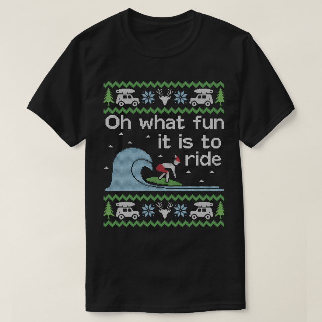 Ugly Christmas Sweater Surfer Surf T-Shirt (Design vorne)