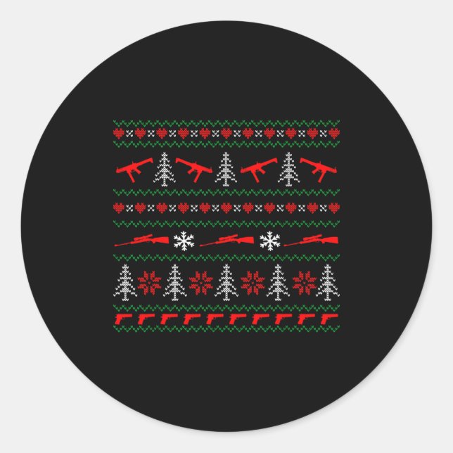 Ugly Christmas Sweater Tactical Merry Christmas  Runder Aufkleber (Vorderseite)