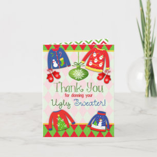 Ugly Christmas Sweater Thank You Card Dankeskarte