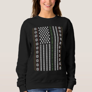Ugly Christmas Sweater USA Flag Retro  Merry Chris Sweatshirt