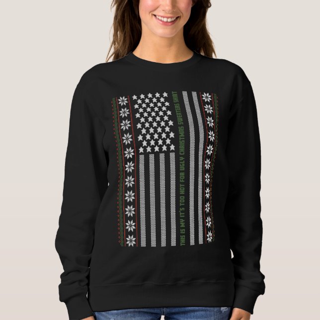 Ugly Christmas Sweater USA Flag Retro  Merry Chris Sweatshirt (Vorderseite)