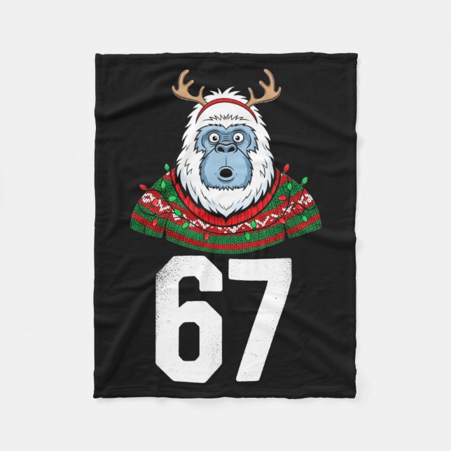 Ugly Christmas Sweater Yeti Gorilla Reindeer 67  Fleecedecke (Vorderseite)