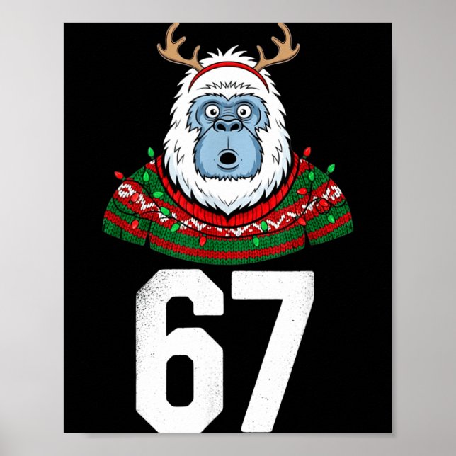 Ugly Christmas Sweater Yeti Gorilla Reindeer 67  Poster (Vorne)