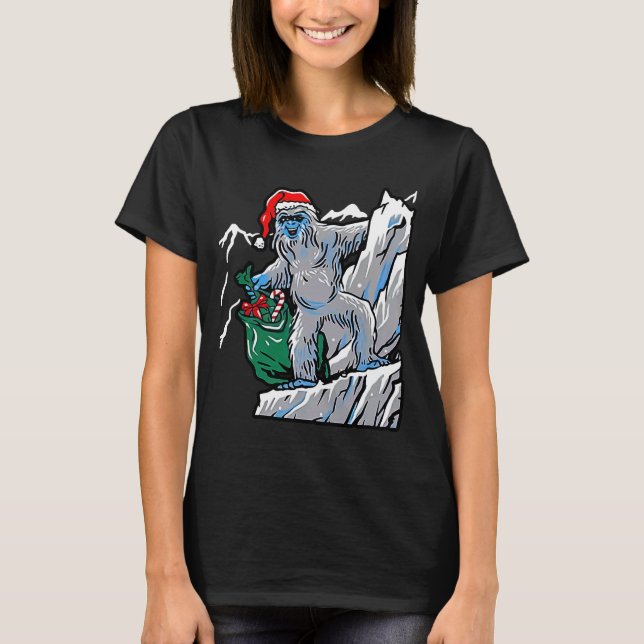 Ugly Christmas Sweater Yeti Santa and Mountain T-Shirt (Vorderseite)