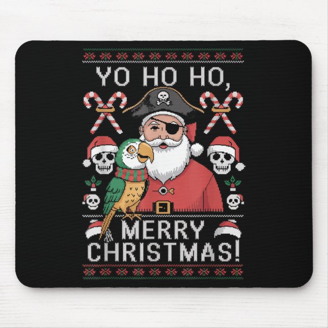 Ugly Christmas Sweater Yo Ho Ho Fun Merry Xmas San Mousepad (Vorne)