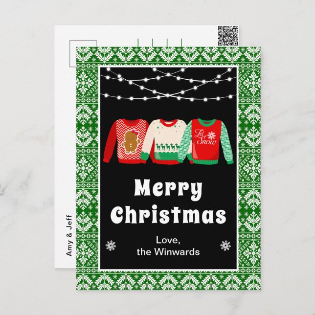 Ugly Christmas Sweaters Green Frohe Weihnachten (Vorne/Hinten)