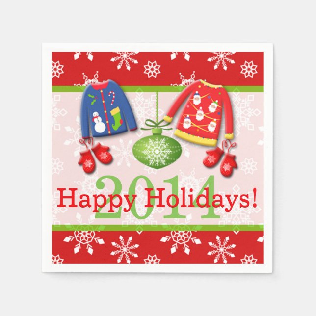 Ugly Christmas Sweaters Happy Holidays Napkins Serviette (Vorderseite)