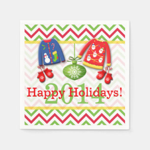 Ugly Christmas Sweaters Happy Holidays Napkins Serviette