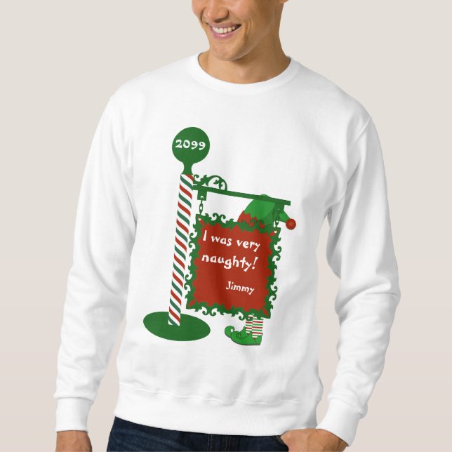 Ugly Christmas Sweatshirt "I was very nauty" (Vorderseite)