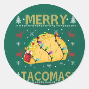 Ugly Christmas Taco TShirt Funny Tacos Geschenk Me Runder Aufkleber